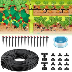 Kit d'irrigation goutte à goutte 15 m, Système rapide à connecter avec tuyaux 4-6 mm, émetteurs et accessoires, Arrosage pour serre pelouse terrasse parterre - Neuf