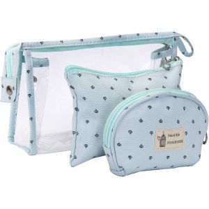 Trousse De Maquillage Transparente En Pvc Pour Femme, Trousse De Toilette Étanche, Trousse De Voyage, Trousse De Rangement Pour Les Vacances, Bleu-Générique - Neuf