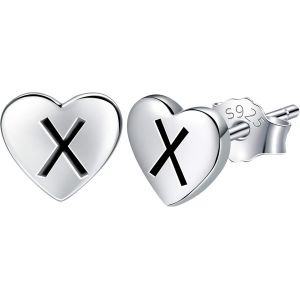 Kal-Amour Lettre A-Z Boucles D'oreilles Femme Argent Sterling 925, Diamètre 8mm - Neuf
