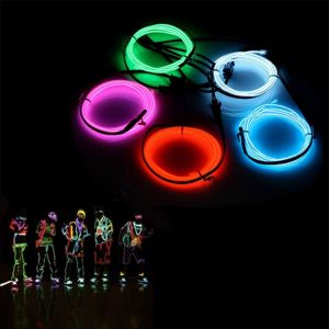 5x1m Piles Néon Fil El Fil Fée Des Lumières De 3 Modes D'éclairage Fixer Stroboscope Tube Fluorescent El Fil Partie De La Décoration De Portable Pour La Fête De Mariage De Voiture Vélo - Neuf