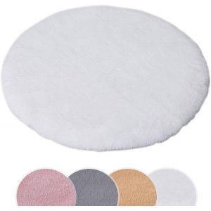 Gjfty-Tapis En Fausse Fourrure De Lapin Faux Peau De Mouton Tapis,Laine Tapis ,Tapis Antidérapant Pour Salon Chambre Canapé Tapis De Plancher ,Super Doux ,Ne Pas Enlever Les Cheveux (Blanc, 45x45cm) - Neuf