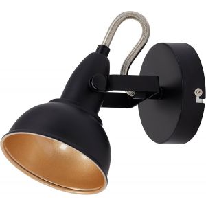 Fabur-Leuchten 2049-015 Spot 2 En 1 Plafonnier Ou Applique Murale - Luminaire Style Vintage - Métal Noir & Or Mat - Douille E14 - 40 W Max. - 15.6 X 10 X 15.6 Cm - Neuf
