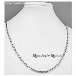 Cha&icirc;ne Homme - Bijouxia - 60cm - Argent Massif 925/1000 - Maille Gourmette - 4mm - Neuf