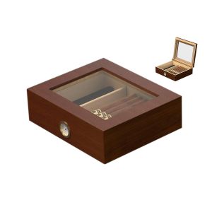 Cave &agrave; cigares avec hygrom&egrave;tre et s&eacute;parateur pour 10 cigares - Marron - Neuf