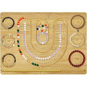 Mevronisshop-1 Pi&egrave;ces Planche &Agrave; Perles Pour Bracelet, Bois Massif, Outil Pour Perles, Pour Bracelet, Collier, Fabrication De Bijoux, Conception Diy (39,2 &times; 28 &times; 1 Cm) - Neuf