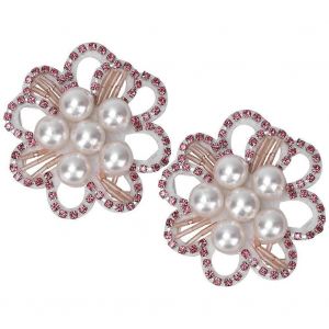 2PCS Cristal Coudre sur Patch Strass Perlé Applique Vêtement Sac Chaussures Accessoires DécorationRed Pearl Flower - Neuf