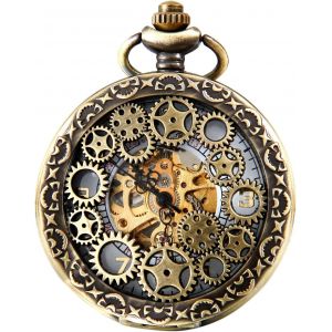 Eryi-Montre De Poche Vintage Montre Femme Homme Universel Mecanique Bracelet En Inoxydable Avec Boite Cadeau - Neuf