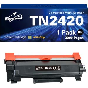 TN2420 Cartouche d'impression noire (avec puce) compatible avec Brother HL-L2350DN HL-L2370DN DCP-L2510D DCP-L2530DW MFC-L2710DN MFC-L2750DW TN-2420 TN-2410 Toner (1 noir) - Neuf
