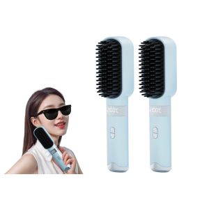 Brosse Lissante Sans Fil (Lot De 2) Rechargeable Par Usb, Avec Contr&ocirc;le De La Temp&eacute;rature Et Design Portable - Neuf