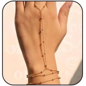 Eryi-Bracelet Chaîne De Main, Bague Délicate En Or 14 Carats Avec Zircon, Bijou Chaîne De Main Pour Femme, L, Métal Précieux, L, Métal Précieux - Neuf