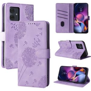 Kal-Coque Moto G54 5g Pissenlit Housse En Cuir Pu Moto G54 5g &Eacute;tui &Agrave; Fermeture Magn&eacute;tique Portefeuille &Eacute;tui &Agrave; Rabat Pour Moto G54 Violet - Neuf