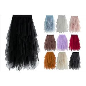 Femmes Taille Haute Slim Tulle Jupe Taille Élastique Maille Long Paragraphe Jupe Robe (Noir / Blanc / Rose De Nombreuses Couleurs)#Jxsm8063 - Neuf