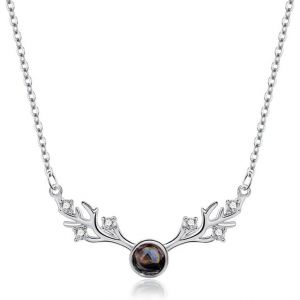 Kal-100 Langues 'je T'aime' Collier De Projection Avec Pendentif Cerf - Acier Inoxydable Multilingue Cadeau Bijoux Romantique Pour Elle/Lui, Anniversaire Saint-Valentin - Neuf
