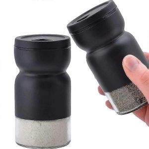 Ensemble Sali&egrave;re Et Poivri&egrave;re En Verre Avec Trous De Versement R&eacute;glables - Sali&egrave;re Et Poivri&egrave;re En Acier Inoxydable - Ensemble Sali&egrave;re Et Poivri&egrave;re De Style Ferme - 1 Pi&egrave;ce - Neuf