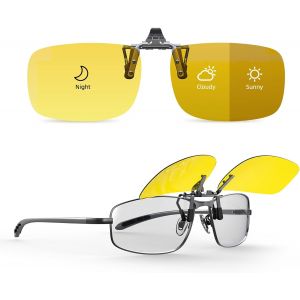 Lunettes De Conduite De Nuit Photochromiques &Agrave; Clipser Pour Homme Et Femme, Rabattables, Anti-Reflets Des Phares/Ampoules Led, Protection Uv400[Z2672] - Neuf