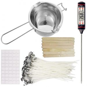 Kit De Fabrication De Bougies,Melting Pot De Bougie,M&egrave;ches De Bougie,Autocollants De M&egrave;che,Support De M&egrave;ches De Bougie,Thermom&egrave;tre Et - Neuf