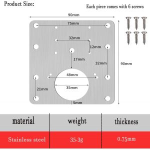 Lushly 10 Pi&egrave;ces Plaque Reparation Charniere Porte, Plaque de R&eacute;paration de Charni&egrave;re En Acier Inoxydable Argent&eacute; Avec 6 Vis par Charni&egrave;re, Convient &agrave; de Nombreux Types de Portes d'Armoires - Neuf