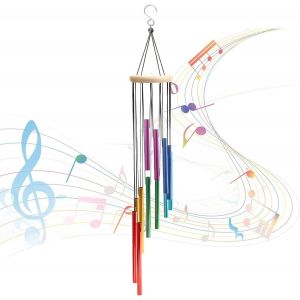 Mevronisshop-Carillon &Eacute;olien Pour Jardin Avec 12 Tubes En Aluminium Color&eacute;s, Tubes En Aluminium &Agrave; Suspendre Pour D&eacute;corations De Jardin, Maison, Cour, Ext&eacute;rieur Et Int&eacute;rieur - Neuf