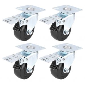 Lot de 4 roulettes pivotantes silencieuses en PVC pour chariot de meuble de 5 cm - Neuf