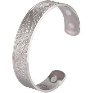 Eryi-Arbre De Vie Bracelet Manchette Viking Celtique Noeud Manchette Bracelet Bracelet Pour Femmes Hommes En Acier Inoxydable Arbre De Vie Bracelet Mens Argent Manchette Bracelet - Neuf