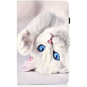Lspcase Coque Galaxy Tab A 10.1 Pouces 2019, Etui en Cuir Tablet Protecteur Flip Stand Housse Protection per Samsung Galaxy Tab A 10.1 Pouces 2019 SM-T510 SM-T515 Chat Blanc Mignon - Neuf