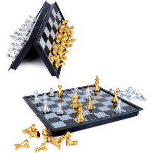 Ytseazn-Jeu D'échecs,Portable Classique Pliant De Voyage Magnétique D'échecs Avec Platine En Aluminium(25x25x2cm) - Neuf