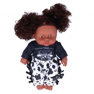 Poupees noires en vinyle tendance, poupee africaine noire, jouets pour enfants, cadeaux, 25 cm, pantalon noir et blanc - Neuf