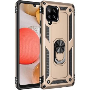 Kal-Coque Pour Samsung A42 5g, + Protecteur D'écran Double Couche Hybride Ultra Armure Housse Étui De Protection Antichoc Armor Bumper Cover Avec Stand Pour Galaxy A42 5g, Or - Neuf