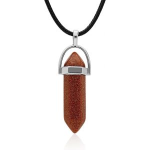 Kal-Pendentif Homme Et Femme Pierre &Eacute;nerg&eacute;tique Naturelle Forme De Pointe Et Zamak Plaqu&eacute; Argent Collier Amulette Gemme Gu&eacute;rison De Protection Id&eacute;al Cadeau - Neuf