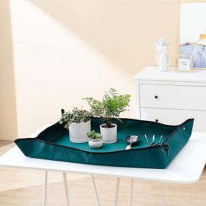 Tapis de plantation 100 x 100 cm, tapis de rempotage, tapis de jardinage pliable et imperméable avec coussin de jardinage pour pot de fleurs, pour la transplantation - Neuf
