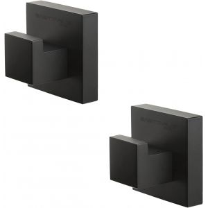 32S1-B Crochets &agrave; Serviette Autocollants &iquest; Lot de 2 | Crochets en Chrome Antirouille pour Salle de Bain & Cuisine | Fixation Murale Sans Per&ccedil;age pour Torchons &iquest; Noir - Neuf