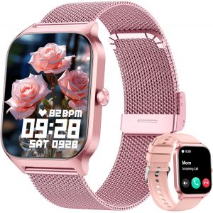 Montre Connect&eacute;e Homme Femme, 1.85&iquest; AI Smartwatch avec Appel Bluetooth, Pression Art&eacute;rielle, Stress, Podometre, Sommeil, Cardiofrequencemetre, 100+ Sport Bracelet, Cadeaux pour Android iOS - Neuf