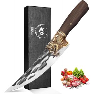 High Quality Kitchen Knife Suitable For Cutting Meat Fish And Vegetables Chef Knife With Rosewood Handle And Fingerschutz Gift For Men.[R60] - Neuf