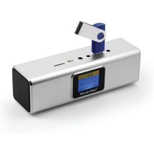 VornixorSarlshop-Enceinte St&eacute;r&eacute;o Portable avec &Eacute;cran LCD (3546) &iquest; Lecteur MP3, Radio FM, Port USB&MicroSD, Batterie Rechargeable &iquest; Entr&eacute;e AUX &iquest; Station Sonore en Aluminium Compacte pour (Argent) - Neuf