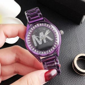 Montre Mk Avec Fahion Strass Robe Avec Bracelet En Acier Inoxydable Pour La Vie Quotidienne Violet - Neuf