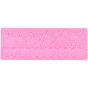 AYUHR-Tapis de Dentelle Papillon, Tapis de Dentelle Fondant Gâteau Dentelle Moule Gâteau Décoration Fournitures Silicone Gaufrage Tapis Rose - Neuf
