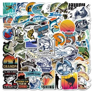 Lot De 50 Autocollants De Pêche Graffiti Pour Ordinateur Portable, Voiture, Moto, Vélo, Casque, Skateboard, Guitare, Bouteille D'eau, Décoration Cool, Cadeaux - Neuf