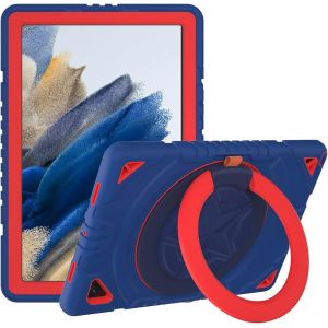 NAERYUT-Coque Pour Samsung Galaxy Tab A8 10,5"" 2022 (Sm-X200/X205/X207)¿Housse Robuste Et Résistante Aux Chocs Avec Support Rotatif/Porte-Crayon/Bandoulière De Transport (Bleu Et Rouge) - Neuf