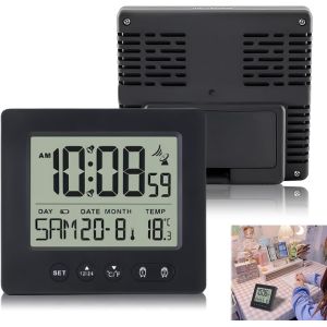 ChenQuanSarl-Réveil Numérique Radio-Piloté Avec Lumière Réveil De Voyage, Horloge Radio-Pilotée Automatique, Réveil Numérique Avec Deux Réveils Indépendants, Thermomètre, Affichage De La Date, - Neuf