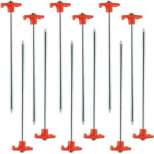 Yemaesre-Lot De 12 Piquets De Tente Robustes, Piquets De Camping Longs En Acier, Pour Sol Dur, Camping, Tentes (Orange) - Neuf