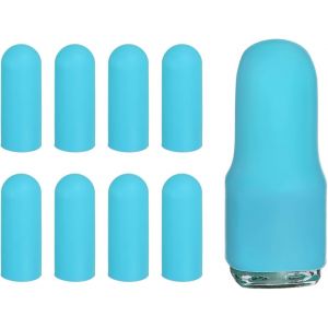 Lot De 8 Cache-Bouteilles En Silicone Pour Voyage, Manchons &Eacute;lastiques Pour &Eacute;viter Les Fuites, 2,2 Cm De Diam&egrave;tre, Accessoires De Voyage Pour Shampooing, Bouteilles Corporelles, Bleu - Neuf