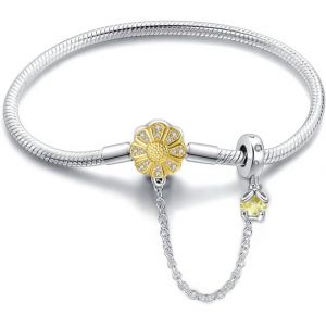 Bracelet Femme 925 En Argent Sterling Bracelet En Argent Sterling Avec Cha&icirc;ne Serpent, Libellule Et Tr&egrave;fle Avec 5a Cubic Zirconia, Cadeau Pour Femme - Neuf