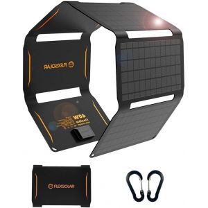 Chargeur de Panneau Solaire Portable 15 W (5,5 V/2,8 A Max), Panneaux solaires &eacute;tanches IP67 Pliables avec Port USB Compatible avec iPhone XS/X/8/7, iPad, Samsung pour l'ext&eacute;rieur - Neuf