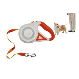 Laisse R&eacute;tractable Led 5 M Avec Lumi&egrave;re Rgb Pour Chiens - Orange - Neuf