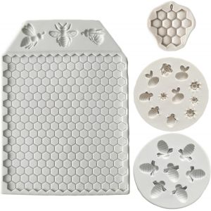 Kal-4 Pièces Moule En Silicone Fondant, Moule En Silicone Nid D'abeille, Moule En Silicone Fondant Facile À Nettoyer, Utilisé Pour La Cuisson De Bonbons, Noix, Moules À Gâteaux À La Gelée - Neuf
