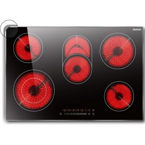 CHECARZHN--NO1-Table De Cuisson Vitrocéramique 5 Feux Encastrables, Plaque Électrique 77 Cm, Plaque Vitro 5 Foyers Avec Commande Tactile, Sécurité Enfant, Minuterie, Pause&Go, 8400W, 220V-240V, Sans - Neuf