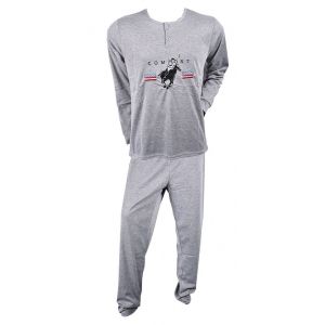 Pyjama Homme Long Sweet Secret C2709 Polo Confort Gris - Neuf