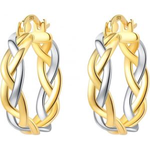 Kalanka-Boucles D'oreilles Cr&eacute;oles En Argent Sterling 925 Pour Femme, Hypoallerg&eacute;niques, Style Huggie - Neuf