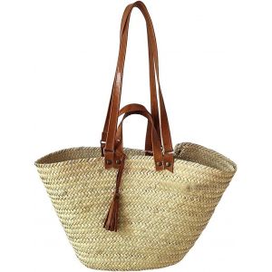 SJZG-- Sac &Agrave; Main Pour Femmes - Cabas En Feuilles De Palmier - Id&eacute;al Pour La Plage, Shopping Ou Pour Faire Les Courses - Fabriqu&eacute; &Agrave; La Main - Neuf