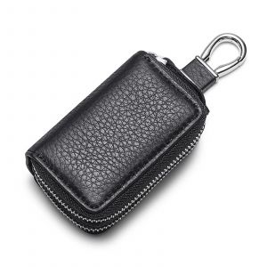 &Eacute;tui &agrave; cl&eacute;s de voiture en cuir Voiture Smart Key Sac &agrave; main Portable Pochette l&eacute;g&egrave;re double couche Noir - Neuf